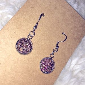 Faux druzy quartz earrings. NEW!!